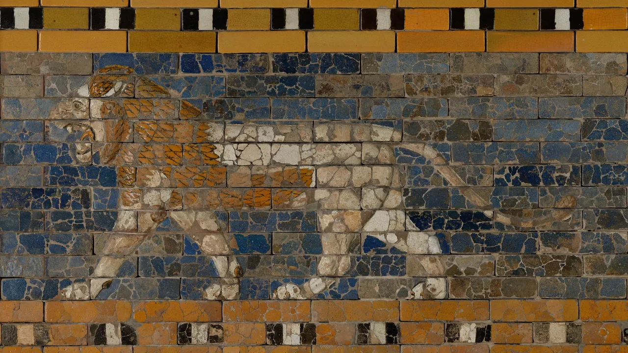 The Ishtar Gate of Babylon, rebuilt in Berlin, glazed brick from the age of Nebuchadnezzar II. (Wikimedia Commons)