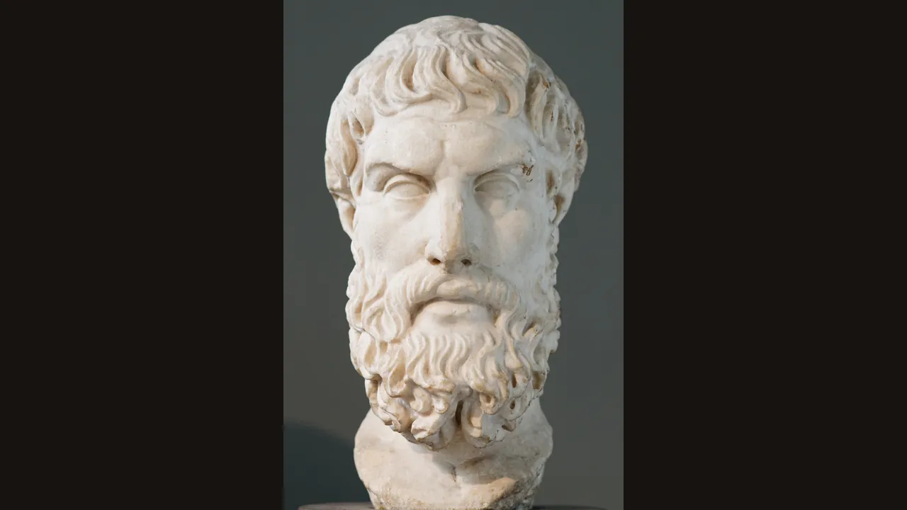 Marble bust of Epicurus, British Museum (Wikimedia Commons, public domain)