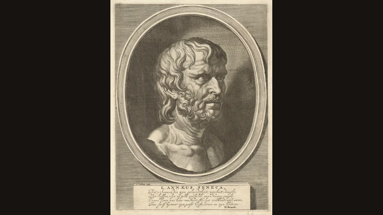 Engraving of a bust of Seneca, 1680 (Wikimedia Commons, public domain)
