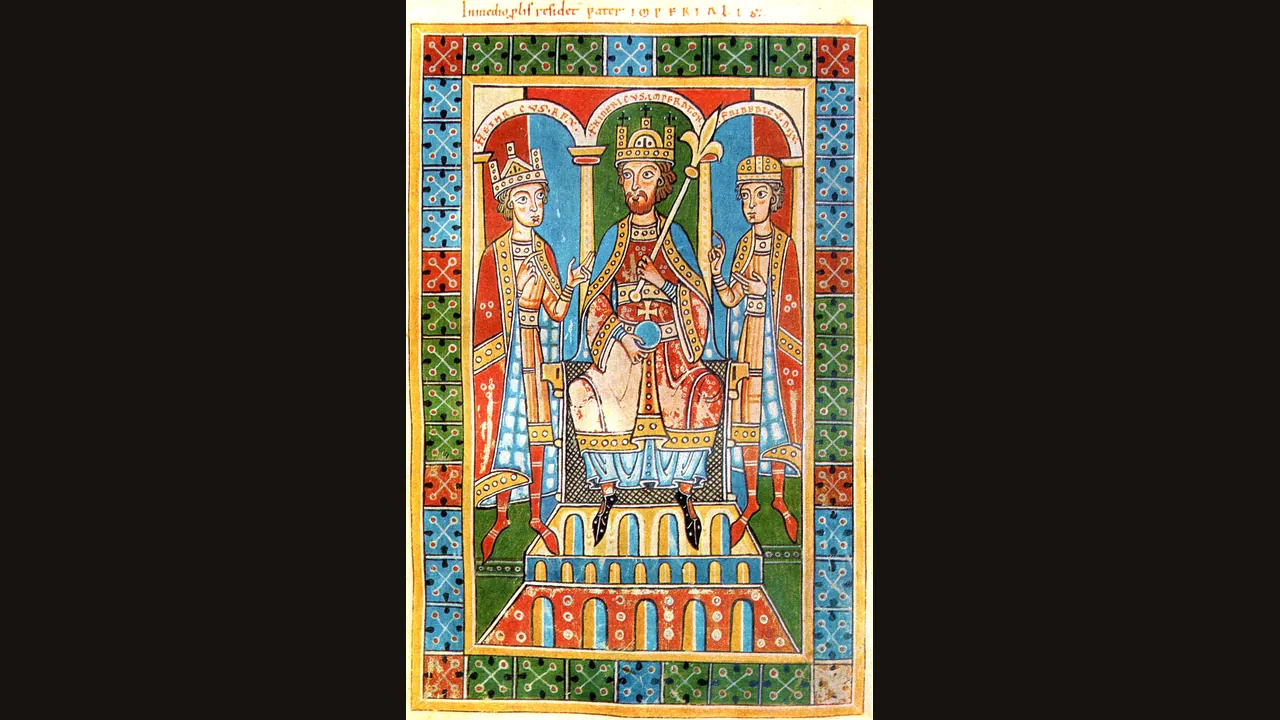 Frederick Barbarossa, from a medieval manuscript (Wikimedia Commons)