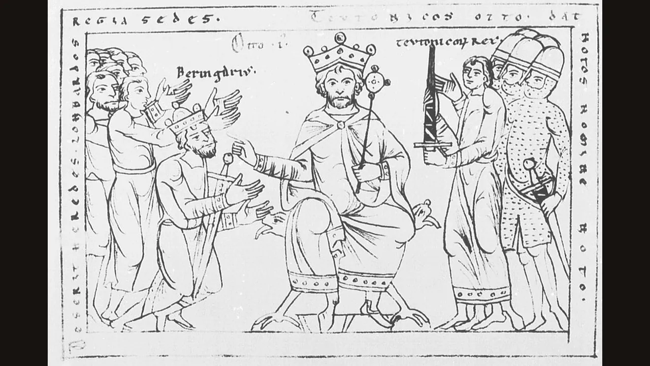 Otto I enthroned, from a medieval manuscript (Wikimedia Commons)